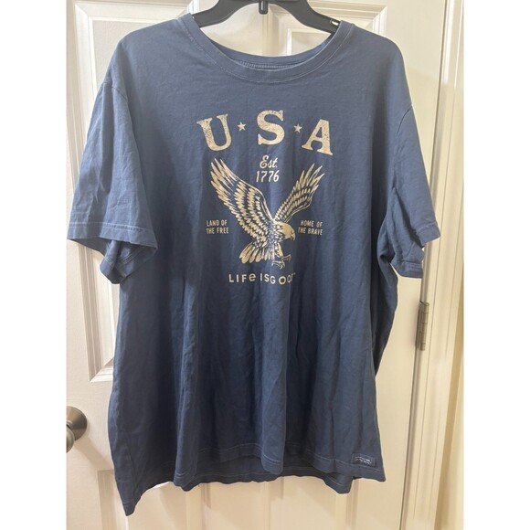 Men's Life Is Good 1776 Eagle USA BLUE SHORT SLEEVE LITE Crusher Tee XXL - Picture 1 of 6